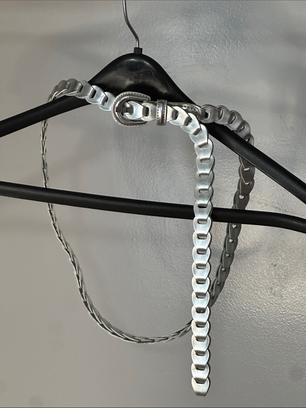 Silver Braided Leather Chain Belt - Women Accessories